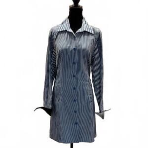 "Ashley Stewart" Blue Striped Long Sleeve Button-Down Dress Sz. tags are missin